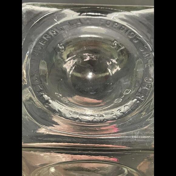 Vintage MCM Pressed Glass Empty Liquor Carafe Decanter Bottle Prohibition Time - Picture 5 of 9